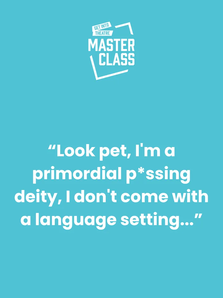 Promotional Image for Chihuahuas Pee on F*ckboys by Katherine White, featuring a teal background with the white Masterclass logo top centre. In the centre middle of the page, the middle of the image, it reads, 'Look pet, I'm a primordial p*ssing deity, I don't come with a language setting.'