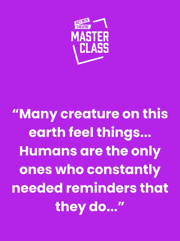 Promotional Image for Claptrap by Lynn Marsh, featuring a purple background with the white Masterclass logo at the top centre. In the centre middle of the page, it reads, 'Many creature on this earth feel things... Humans are the only ones who constantly needed reminders that they do.'  