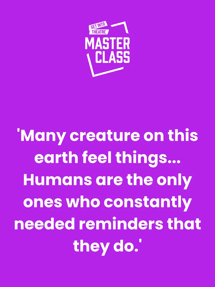 Promotional Image for Claptrap by Lynn Marsh, featuring a purple background with the white Masterclass logo at the top centre. In the centre middle of the page, it reads, 'Many creature on this earth feel things... Humans are the only ones who constantly needed reminders that they do.'  