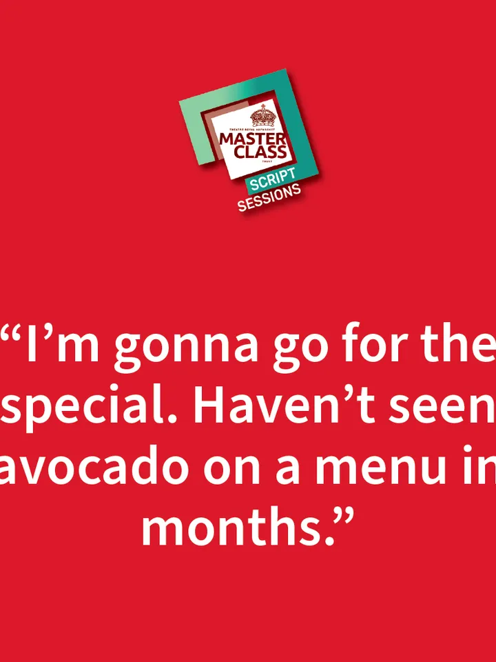 A red background with "I'm gonna go for the special. Haven't seen avocado on a menu in months." quoted